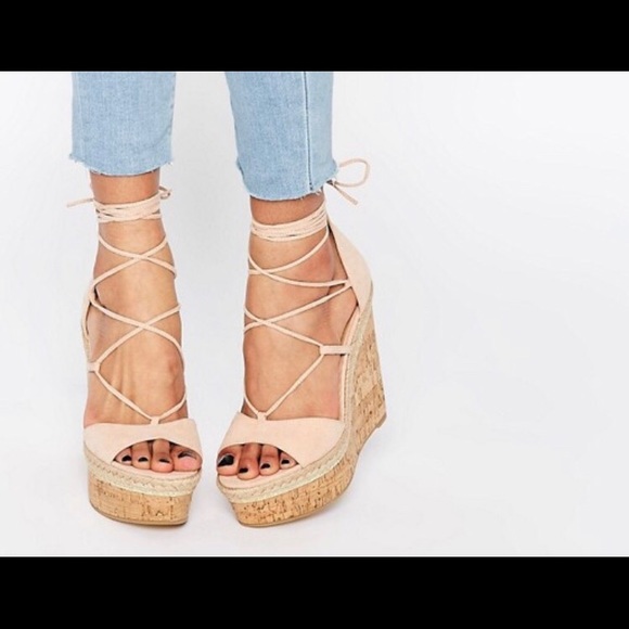 ASOS Tammi Lace Up Wedge Sandals US 9/UK 7 - Picture 1 of 4